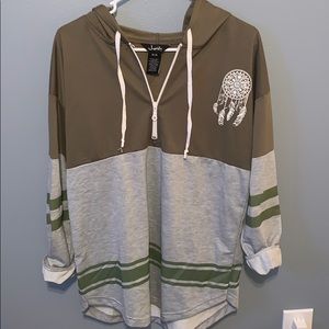 Free Spirit Feather Dream Catcher Half Zip Hoodie